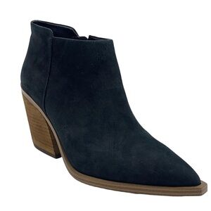 Vince Camuto Geeanne Black Suede Western Cowgirl Booties Side Zipper Size 8.5W